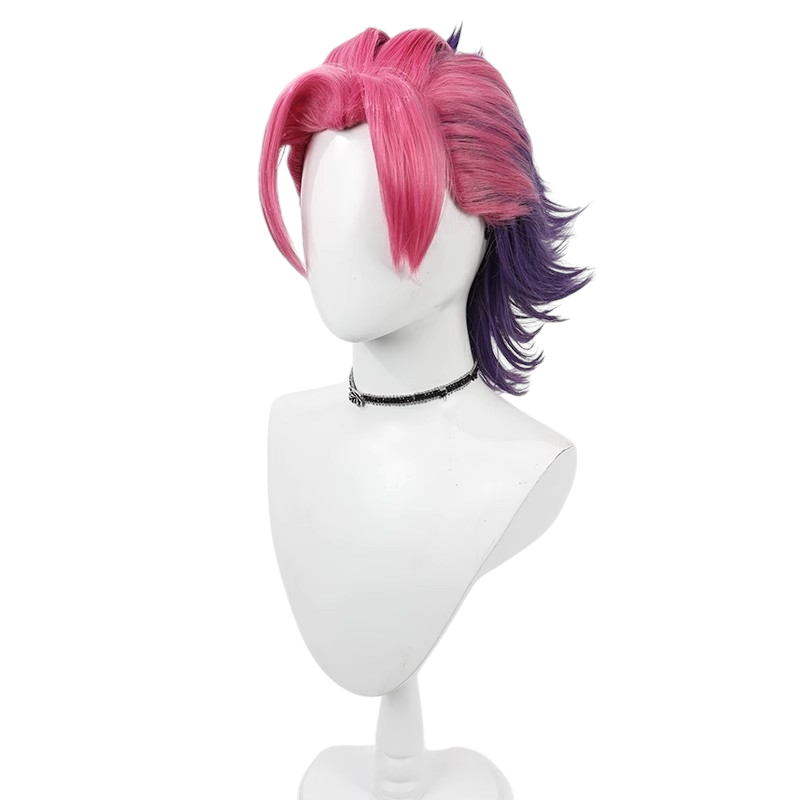 White Smoke Kayn Cosplay Wig - Boyband Heartsteel (Split Color Widow's Peak Flipped) (FEVERCOS)