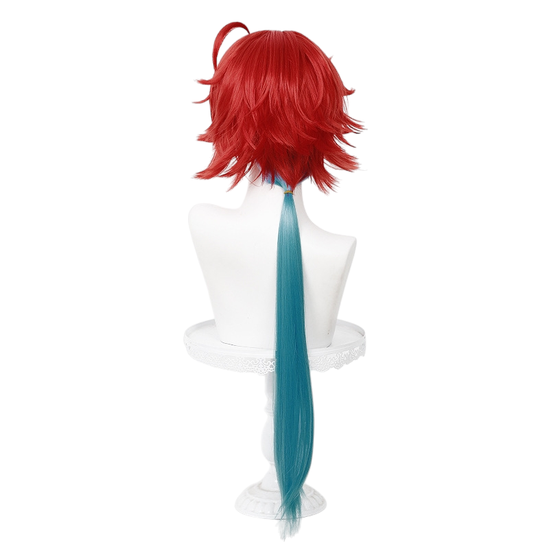 White Smoke Teiming Cosplay Wig - Kaguya-sama: Love Is War (Red Highlight Integrated Ponytail) (FEVERCOS)