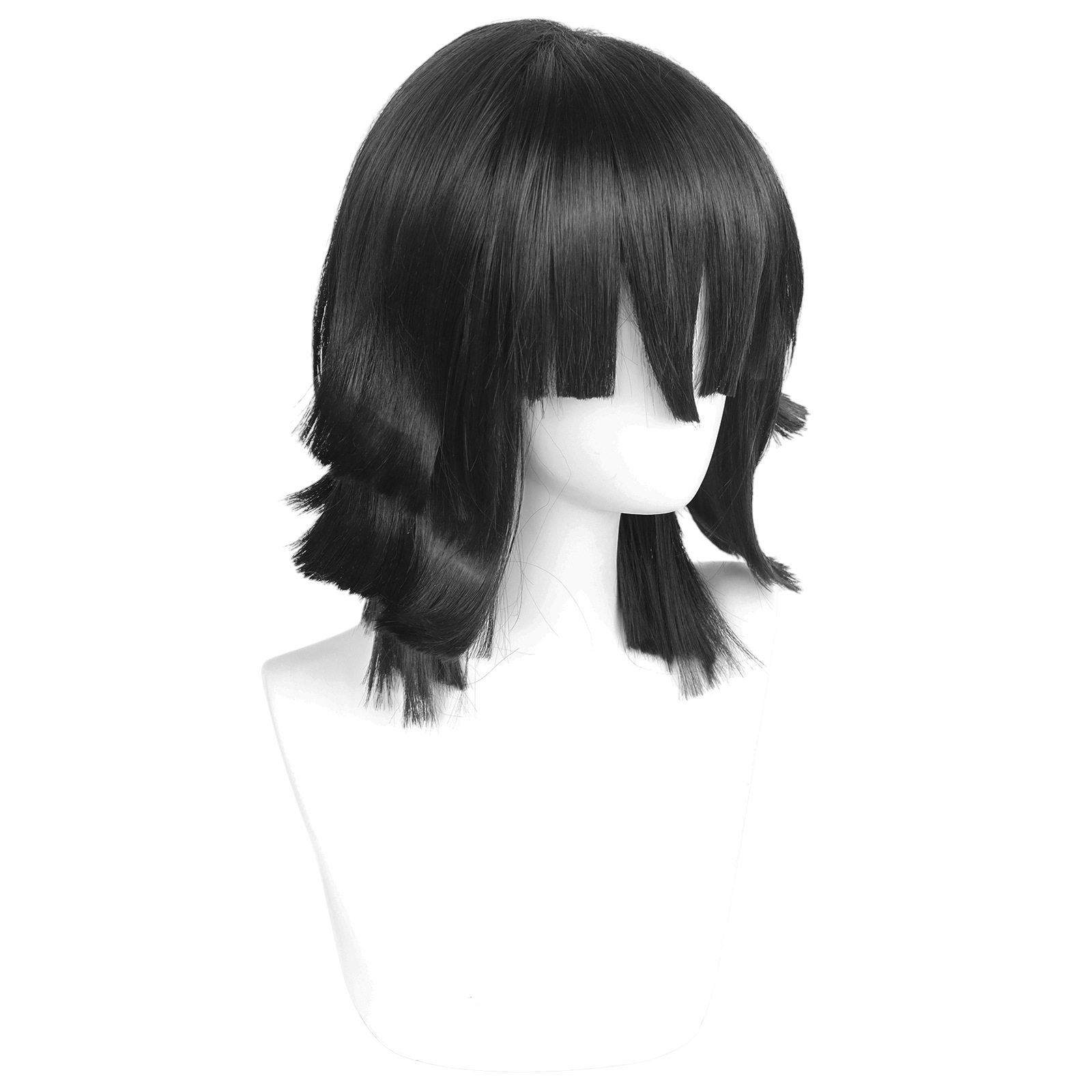 Dark Slate Gray Obanai Iguro Cosplay Wig - Demon Slayer (Black Layered) (FEVERCOS)