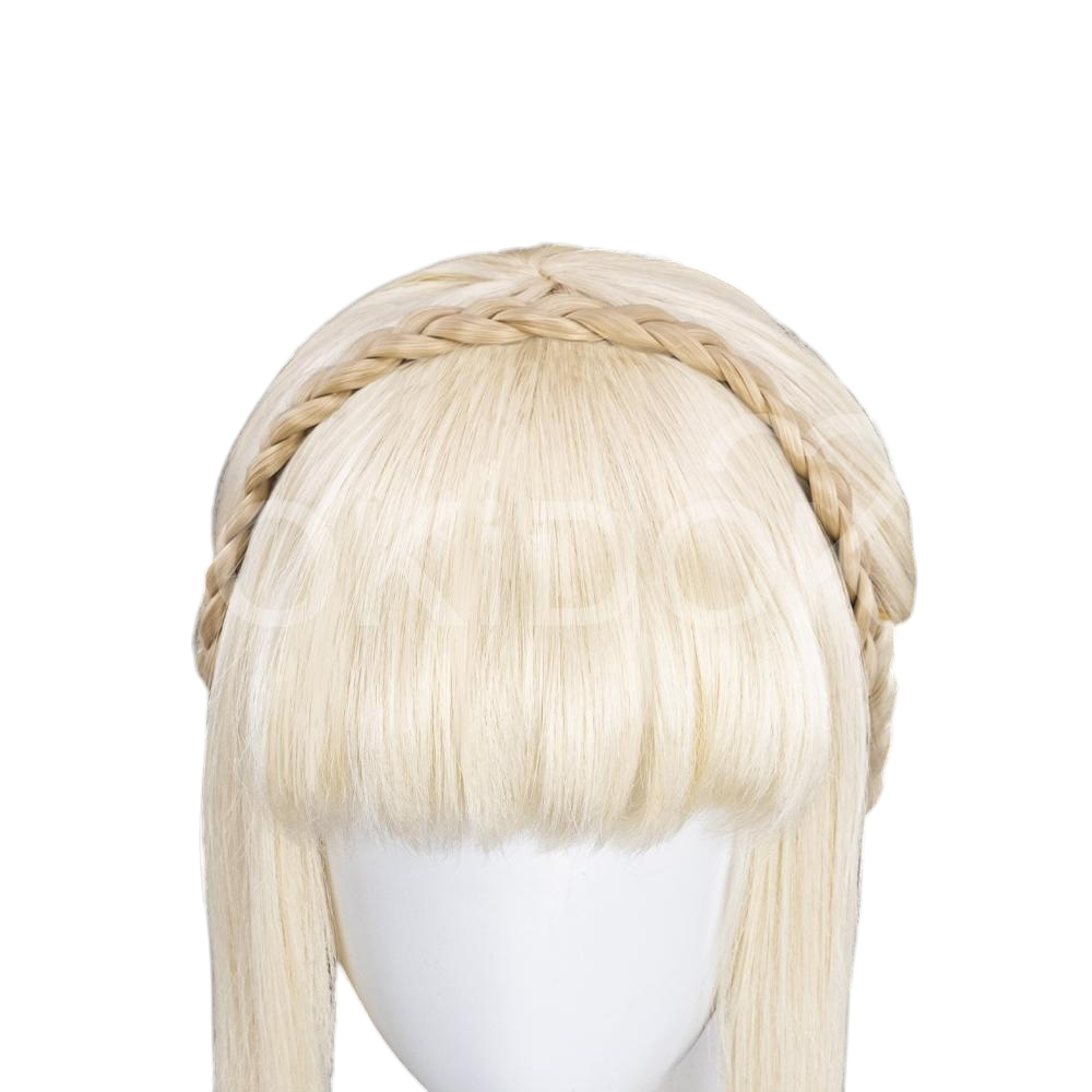 Light Gray Needle Knight Leda Cosplay Wig - Elden Ring (Blonde Braided Updo) (FEVERCOS)