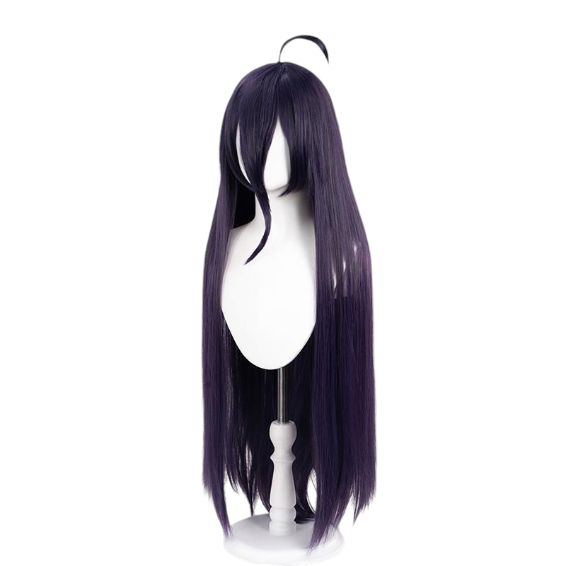White Smoke Albedo Cosplay Wig - Overlord (Black-Purple Ahoge Long Straight) (FEVERCOS)