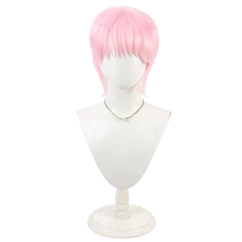 White Smoke Yui Kawa Cosplay Wig - High School! Kimengumi (Pink Short) (FEVERCOS)
