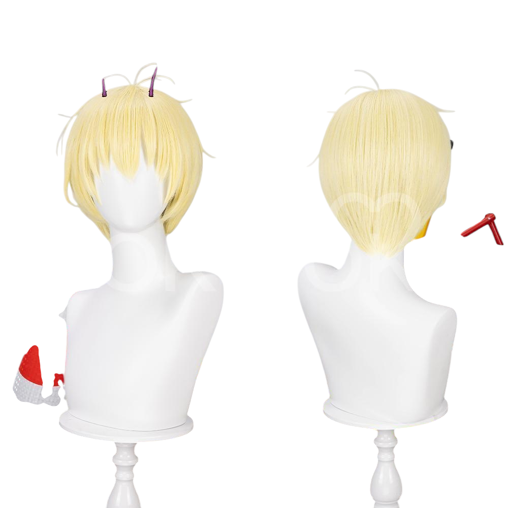 White Smoke Vamola Cosplay Wig - Dandadan (32cm Yellow Short) (FEVERCOS)