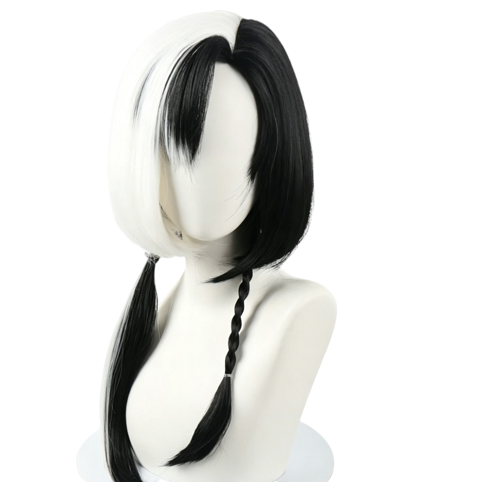 White Smoke Kong Kong'er Cosplay Wig - Honor of Kings (Black/White Medium) (FEVERCOS)