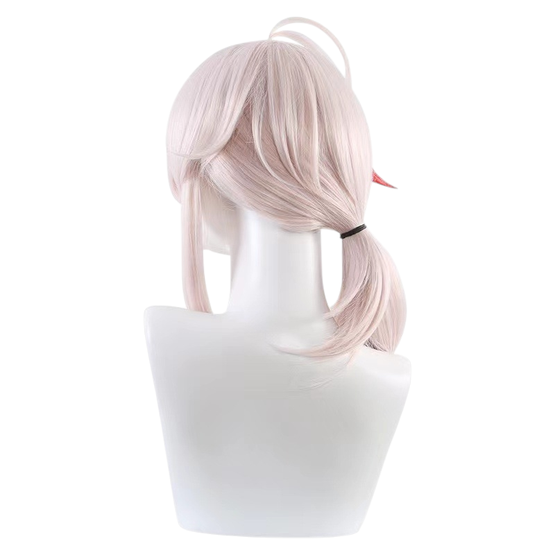 White Smoke Kaedehara Kazuha Cosplay Wig - Genshin Impact (Platinum Blonde Red Streak Ponytail) (FEVERCOS)