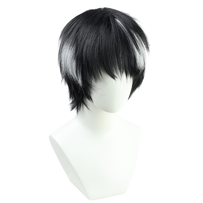 White Smoke Taiga Hanaya Cosplay Wig - Kamen Rider Ex-Aid (Black/White Streak) (FEVERCOS)
