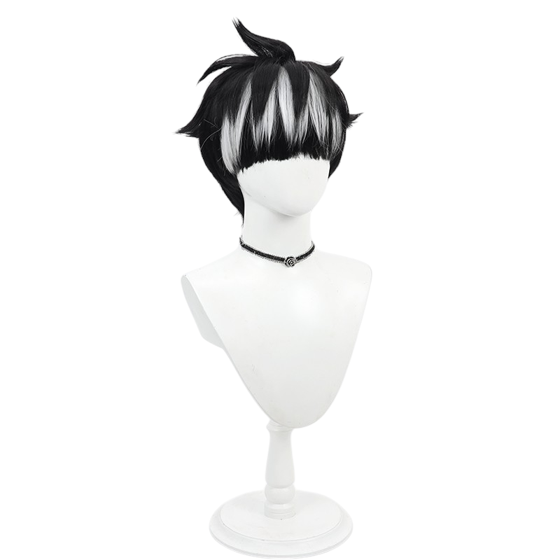 White Smoke Gen Narumi Cosplay Wig - Kaiju No. 8 (Black/White Teased) (FEVERCOS)