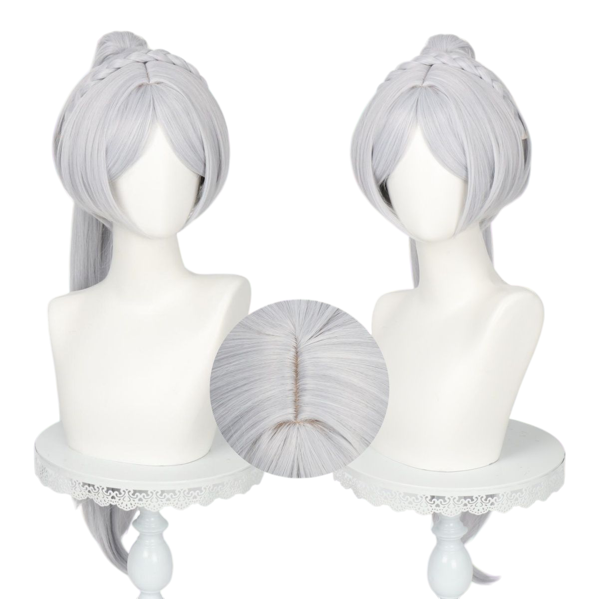 White Smoke Frieren Cosplay Wig - Frieren: Beyond Journey's End (Grey Twin Ponytails) (FEVERCOS)
