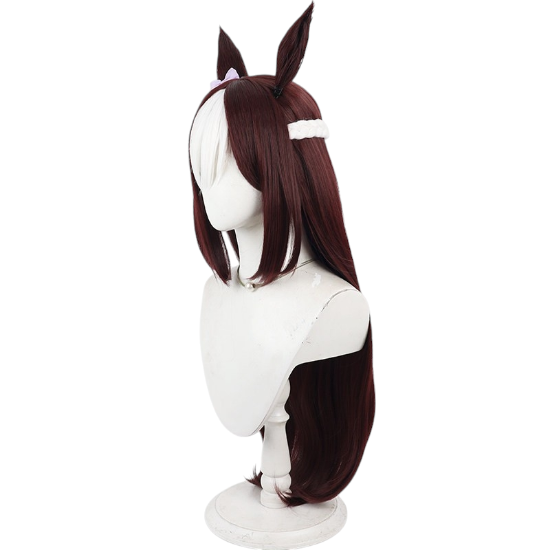White Smoke Special Week (Doujin Long Hair Ver.) Cosplay Wig - Uma Musume: Pretty Derby (Includes Ears & Tail) (FEVERCOS)