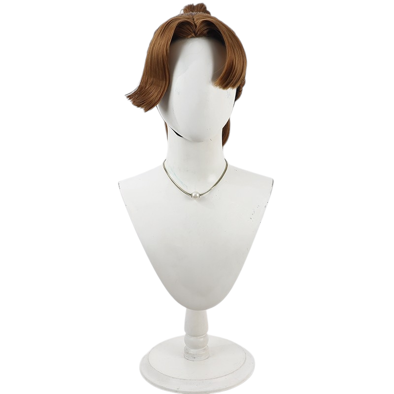 Light Gray Mikiemon Tamura Cosplay Wig - Nintama Rantaro (Brown Ponytail) (FEVERCOS)