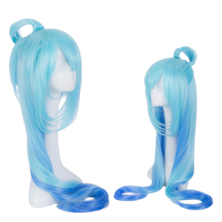 White Smoke Aqua Cosplay Wig - KonoSuba (Water Blue Looped Updo) (FEVERCOS)