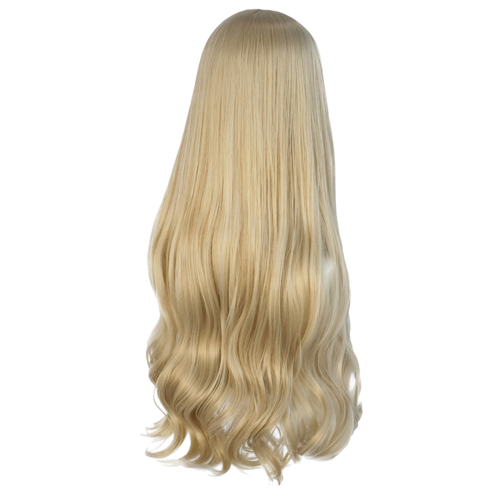 White Smoke Taylor Swift Era Style Wig - Pop Icon Cosplay (Blonde Long Curly with Bangs) (FEVERCOS)