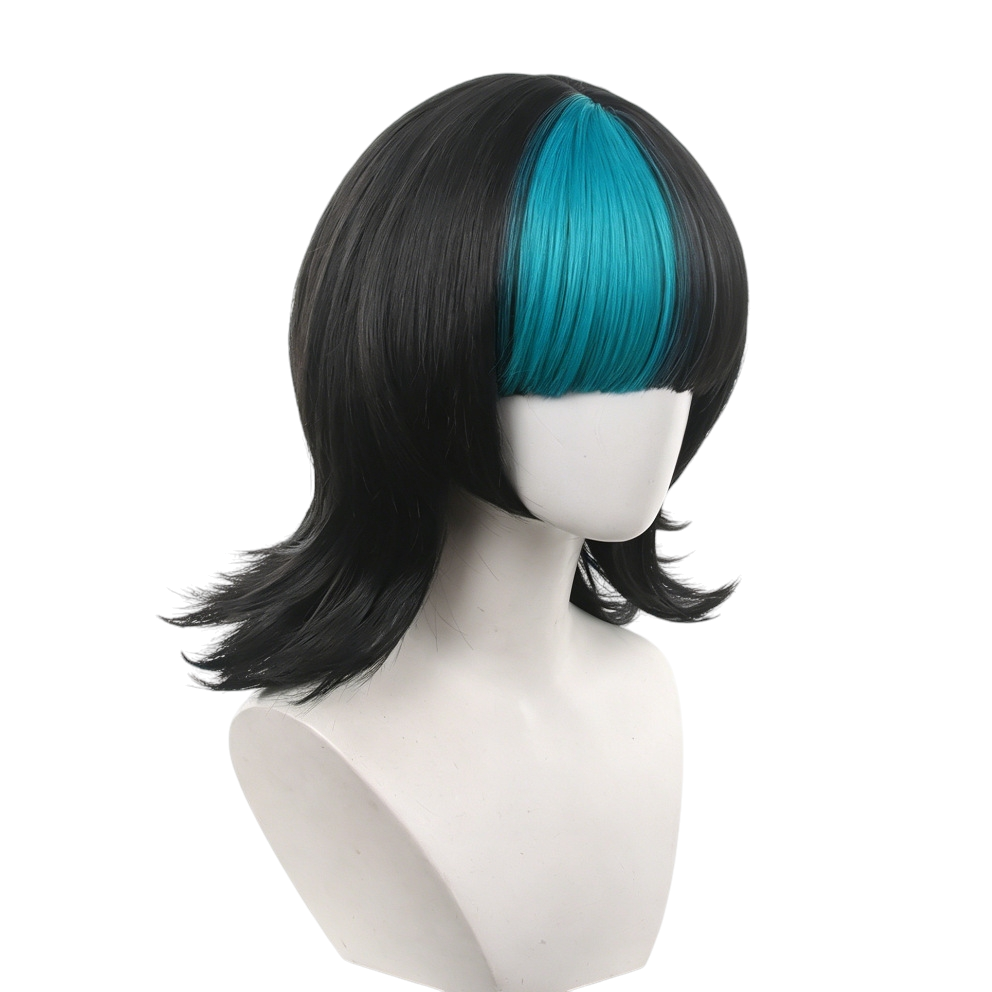 White Smoke Kirara Hoshi Cosplay Wig - Jujutsu Kaisen (Black/Blue Split Flipped) (FEVERCOS)