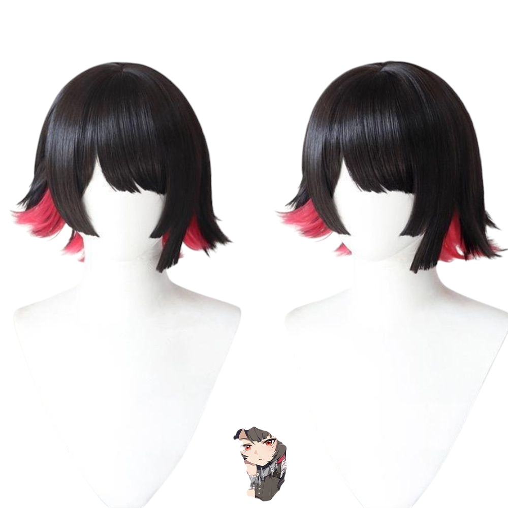 White Smoke Ellen Joe (Upgraded V2) Cosplay Wig - Zenless Zone Zero (Black/Red Scalp) (FEVERCOS)