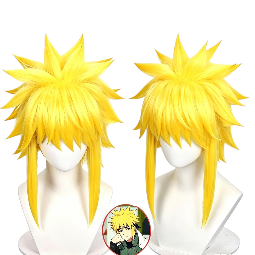 White Smoke Minato Namikaze Cosplay Wig - Naruto (Yellow Spiky Medium) (FEVERCOS)