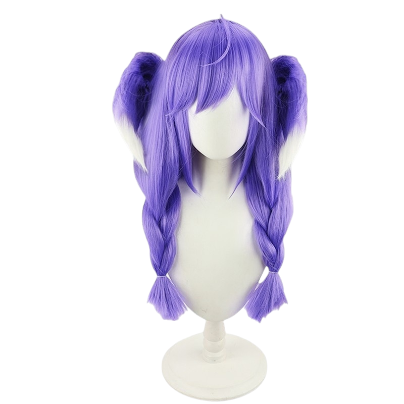 White Smoke Selen Tatsuki Cosplay Wig - Nijisanji EN (Twin Braids Ear Wings) (FEVERCOS)