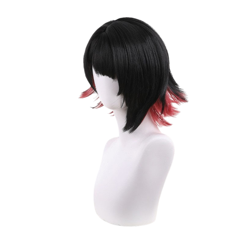White Smoke Ellen Joe (Shark Girl Ver.) Cosplay Wig - Zenless Zone Zero (Black/Red Split Base) (FEVERCOS)