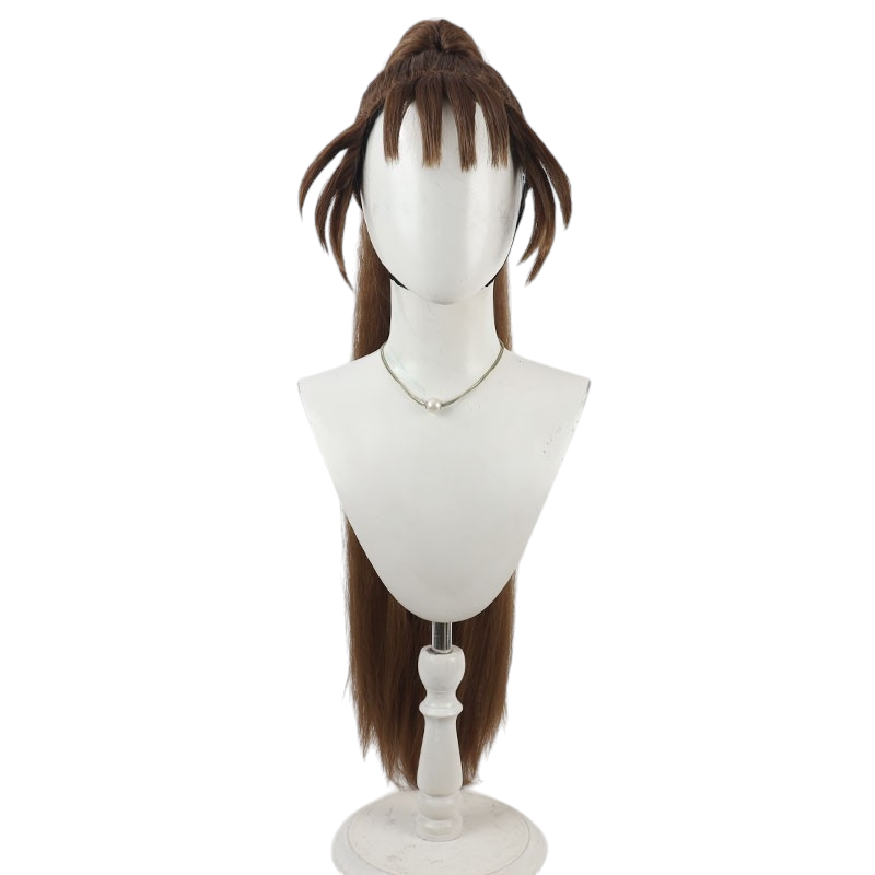 Dark Slate Gray Kanemon Ohama Cosplay Wig - Nintama Rantaro (Black Volumized Ponytail) (FEVERCOS)