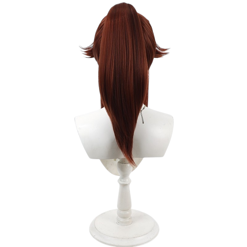 Dark Slate Gray Sakubei Tomatsu Cosplay Wig - Nintama Rantaro (Burgundy Ponytail) (FEVERCOS)