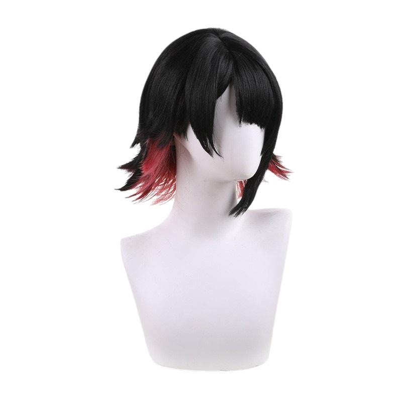 White Smoke Ellen Joe (Shark Girl Ver.) Cosplay Wig - Zenless Zone Zero (Black/Red Split Base) (FEVERCOS)