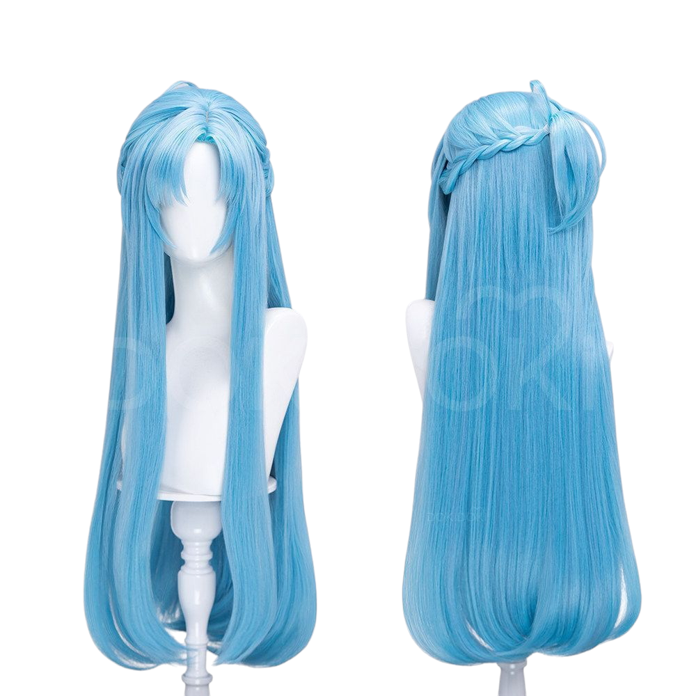 White Smoke Asuna (Undine Ver.) Cosplay Wig - Sword Art Online (Blue Tied Long Scalp) (FEVERCOS)