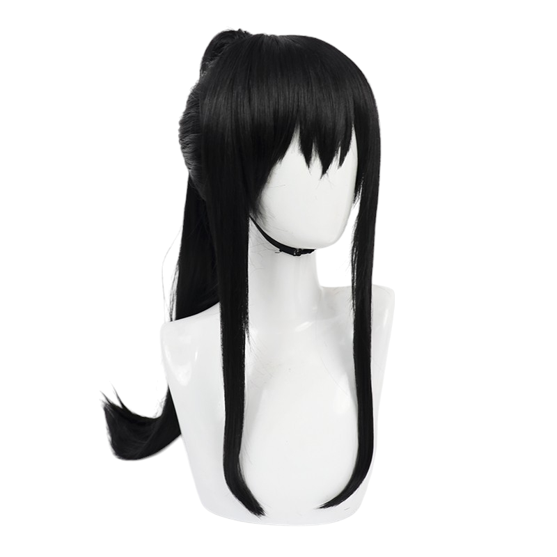 White Smoke Mina Ashiro Cosplay Wig - Kaiju No. 8 (Black Ponytail) (FEVERCOS)