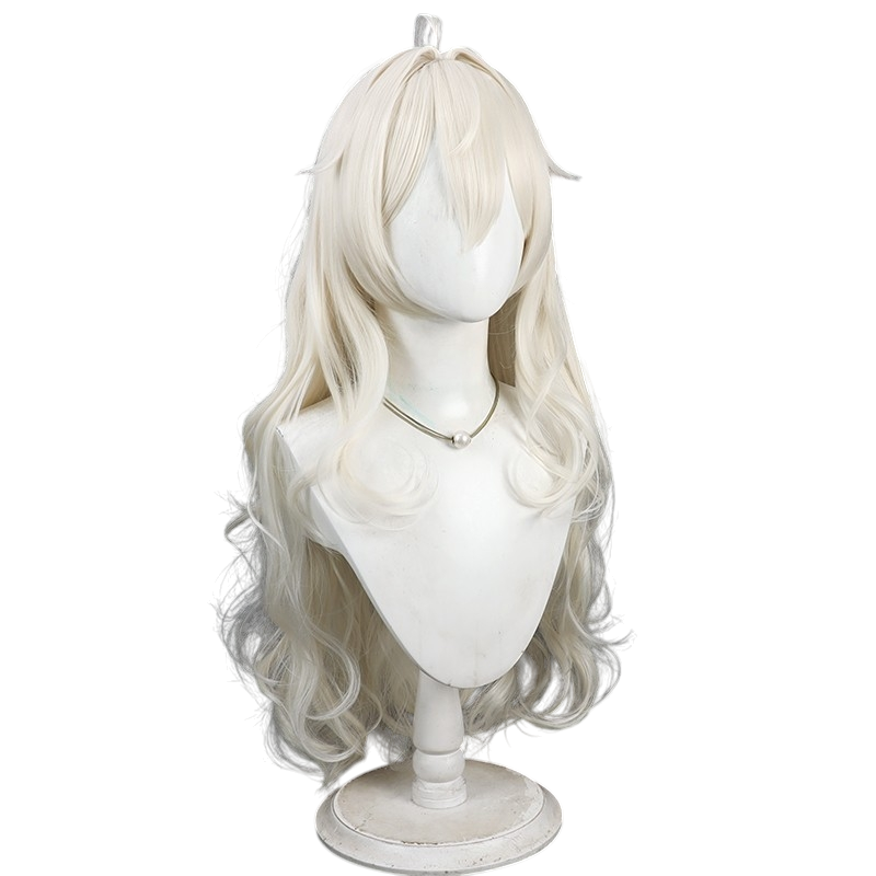 White Smoke Zanni (Battle Damaged) Cosplay Wig - Wuthering Waves (Pale Yellow Curly) (FEVERCOS)