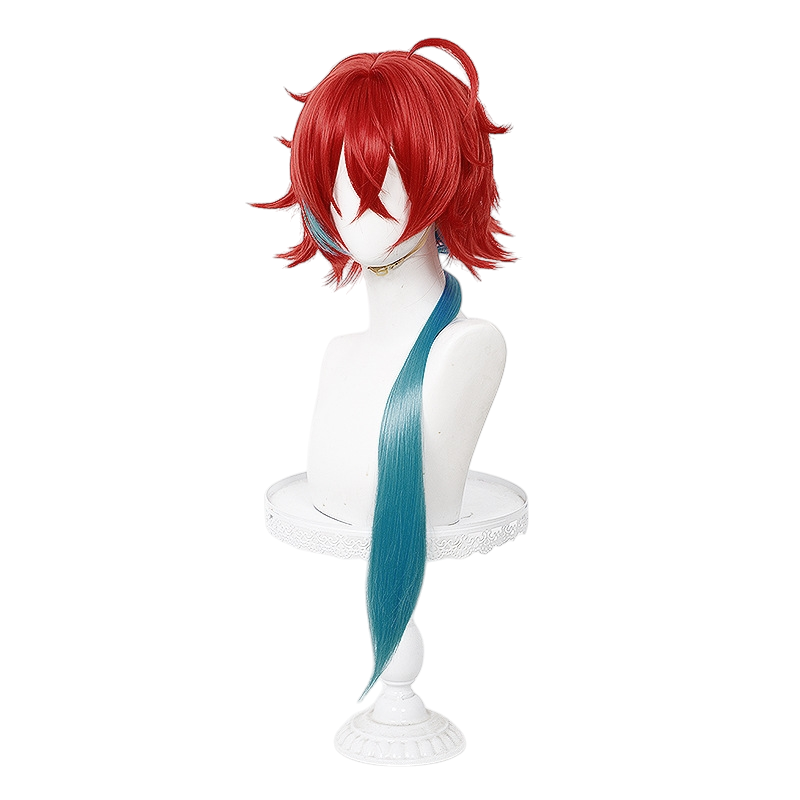 White Smoke Teiming Cosplay Wig - Kaguya-sama: Love Is War (Red Highlight Integrated Ponytail) (FEVERCOS)