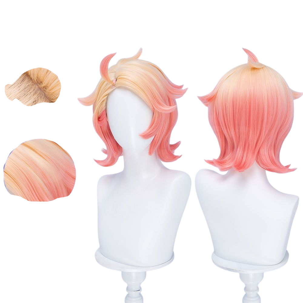 White Smoke Guy Cosplay Wig - Pokemon Legends: Z-A (Orange-Pink Side Part Scalp) (FEVERCOS)