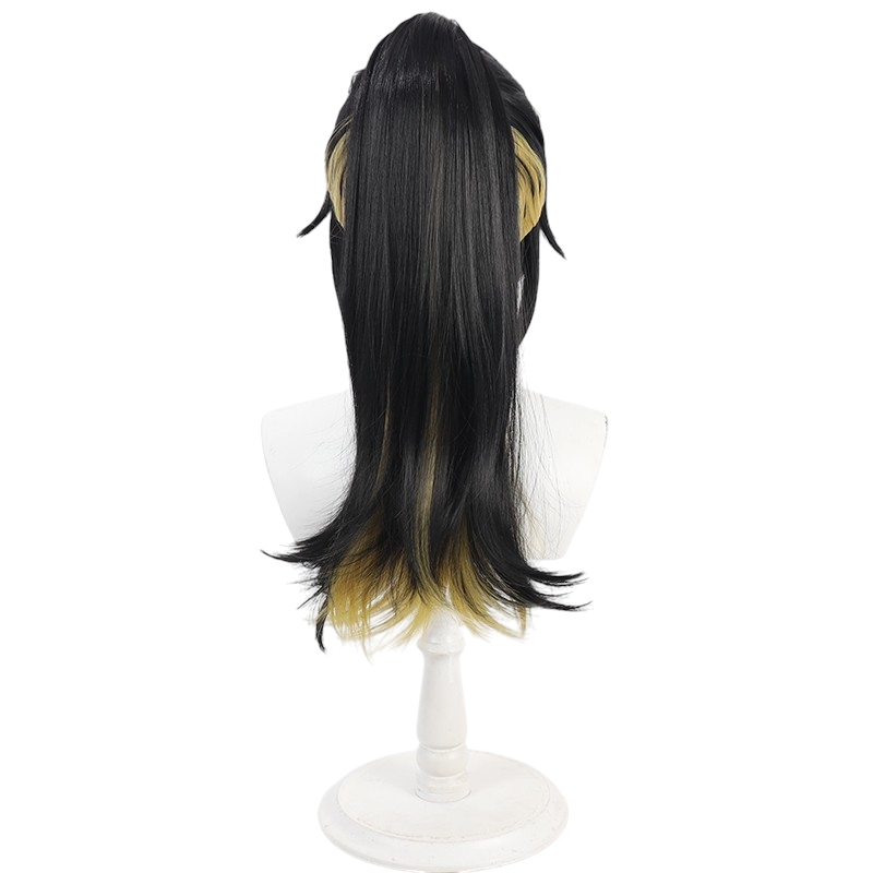 White Smoke Luca Ikaruga Cosplay Wig - Idolmaster Shiny Colors (Black/Red Detachable Ponytail) (FEVERCOS)