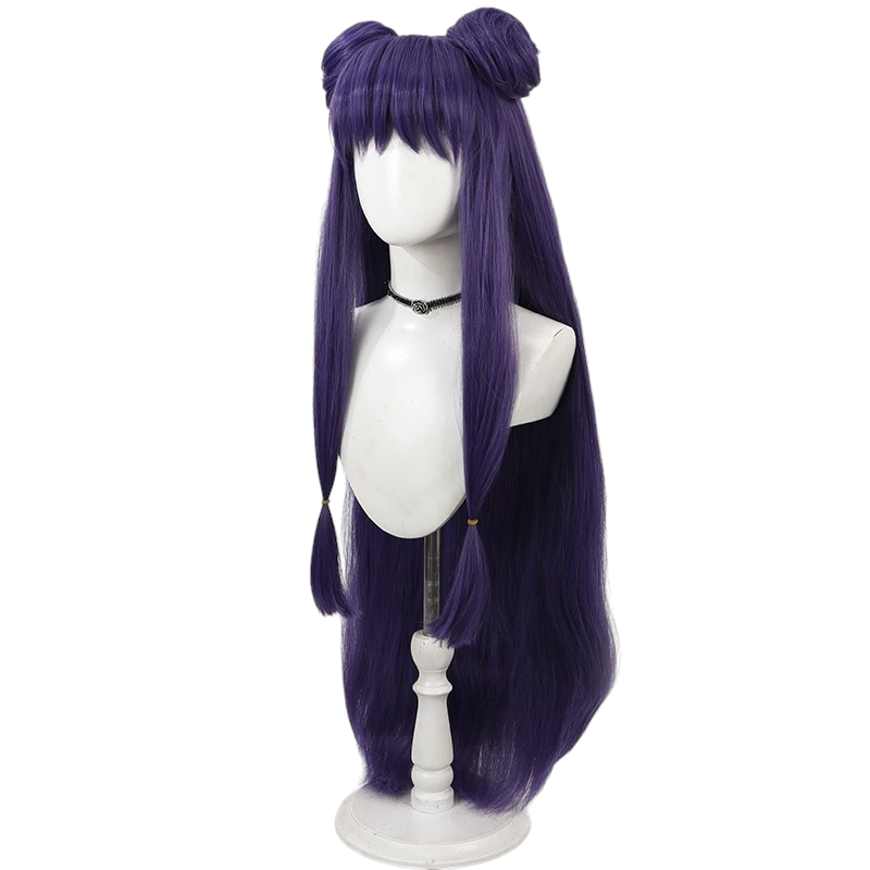 White Smoke Shampoo (Dark Brown Ver.) Cosplay Wig - Ranma 1/2 (Detachable Twin Buns) (FEVERCOS)