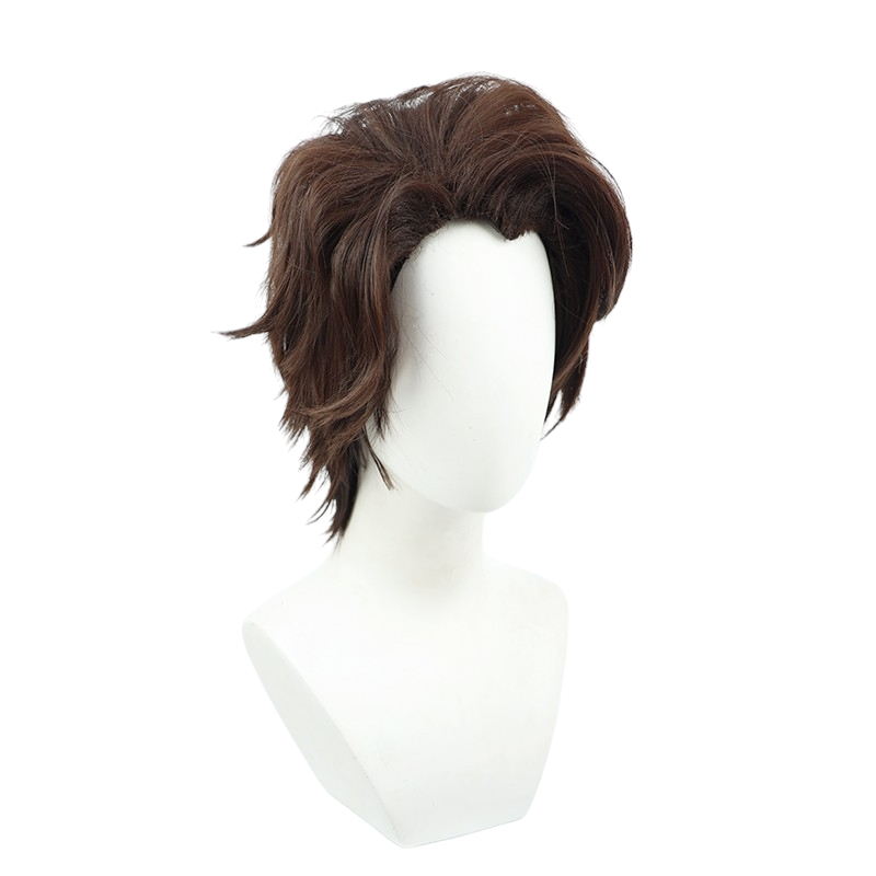 White Smoke Sosuke Aizen Cosplay Wig - BLEACH (Brown Teased Slick Back) (FEVERCOS)