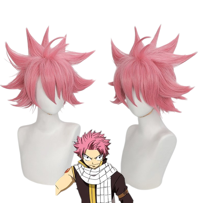 White Smoke Natsu Dragneel Cosplay Wig - Fairy Tail (Pink Teased Spiky) (FEVERCOS)