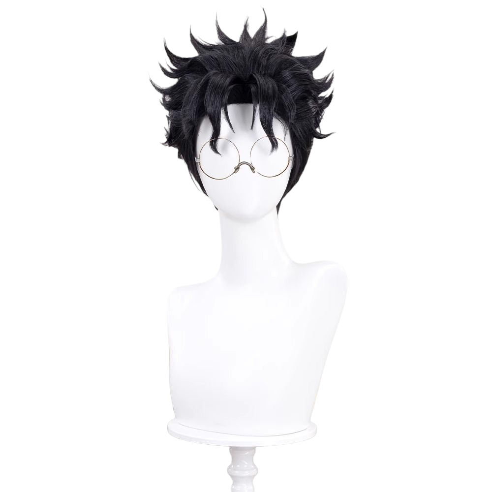 White Smoke Okarun (Ken Takakura) Cosplay Wig - Dandadan (Black Teased Spiky) (FEVERCOS)