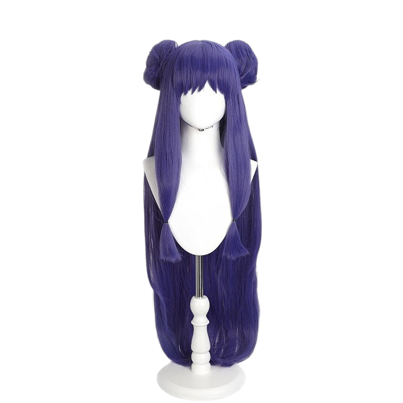 White Smoke Shampoo Cosplay Wig - Ranma 1/2 (Purple Twin Buns Long) (FEVERCOS)