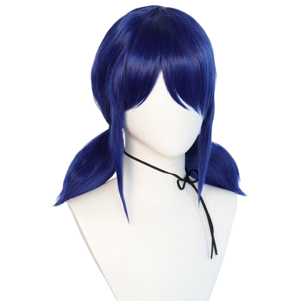 White Smoke Marinette Cosplay Wig - Miraculous Ladybug (Deep Blue Crimped Twin Tails) (FEVERCOS)