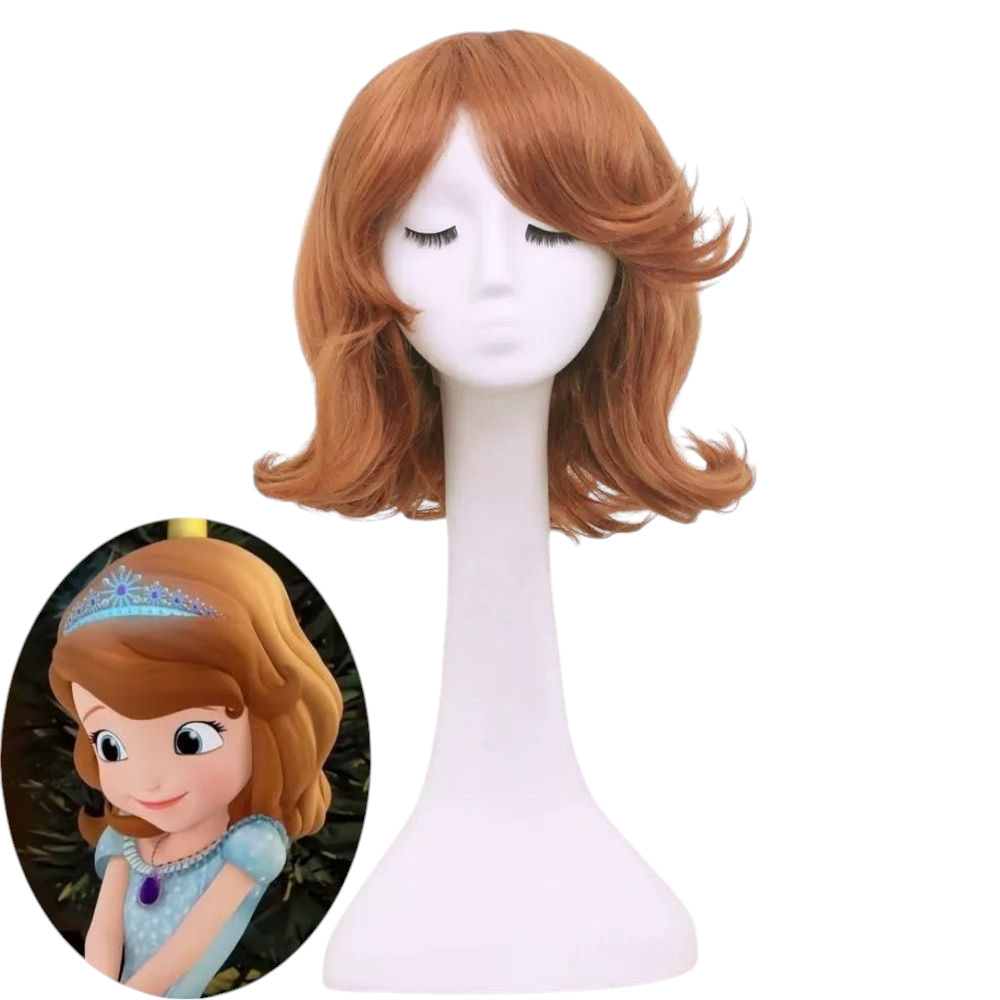 White Smoke Princess Sofia Cosplay Wig - Sofia the First (Auburn Orange Flipped Bob) (FEVERCOS) Disney Princess