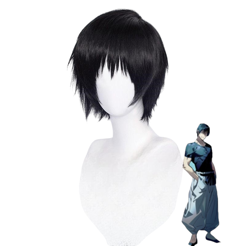 White Smoke Toji Fushiguro Cosplay Wig - Jujutsu Kaisen (Black Messy Flipped) (FEVERCOS)