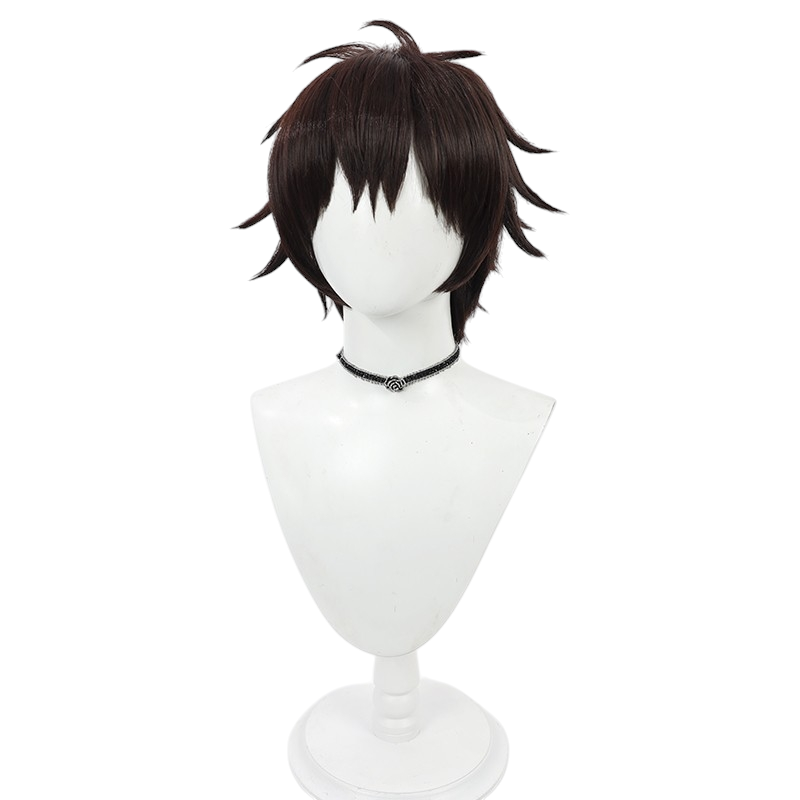 White Smoke Orter Madl Cosplay Wig - Mashle: Magic and Muscles (Dark Brown Teased Flipped) (FEVERCOS)