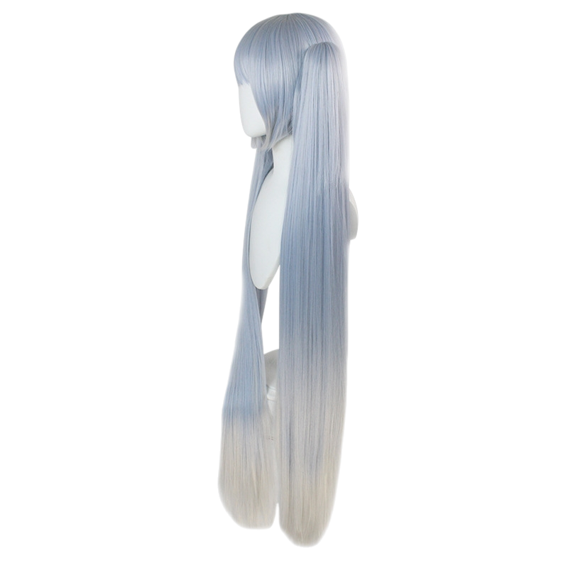 White Smoke Snow Miku Cosplay Wig - Hatsune Miku / Vocaloid (Blue/Silver Twin Tiger Clips) (FEVERCOS)