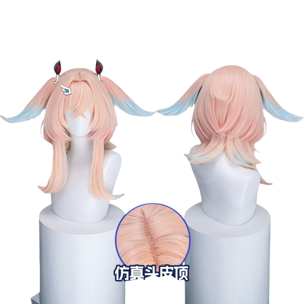 White Smoke Linnea Cosplay Wig - Genshin Impact (38cm Custom Color Detachable Ears) (FEVERCOS)