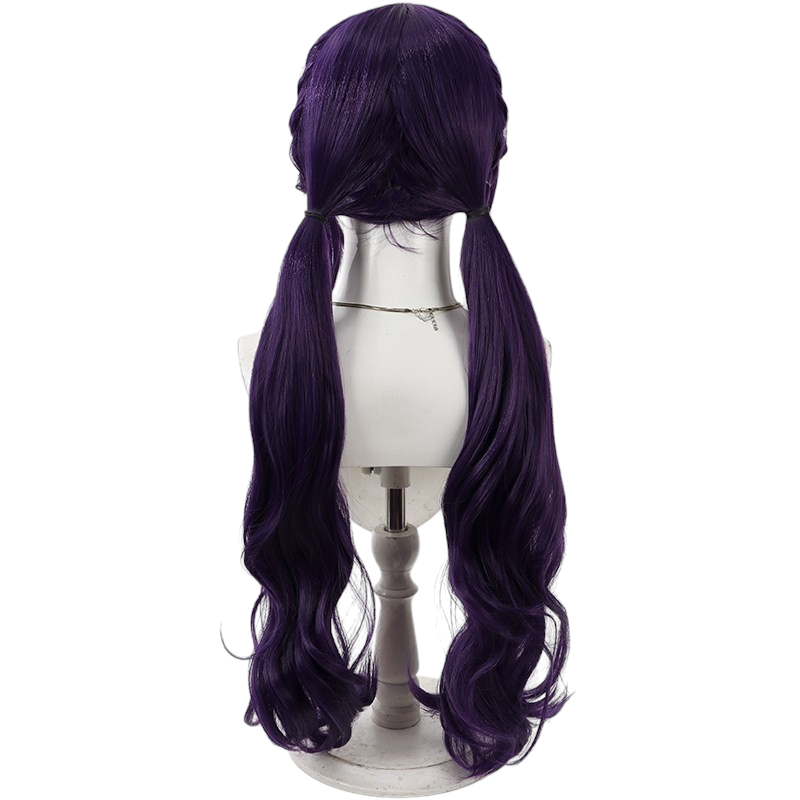 White Smoke Asahina Mafuyu Cosplay Wig - Project Sekai (Dark Purple Ponytail) (FEVERCOS)