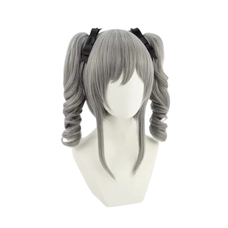 White Smoke Ranko Kanzaki / Bronya Style Cosplay Wig - Idolmaster Cinderella Girls (Silver Twin Tails) (FEVERCOS)