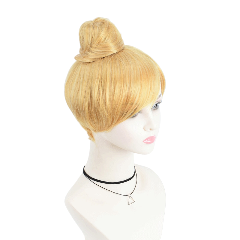 White Smoke Tinker Bell Cosplay Wig - Disney Fairies (Blonde Top Bun) (FEVERCOS)
