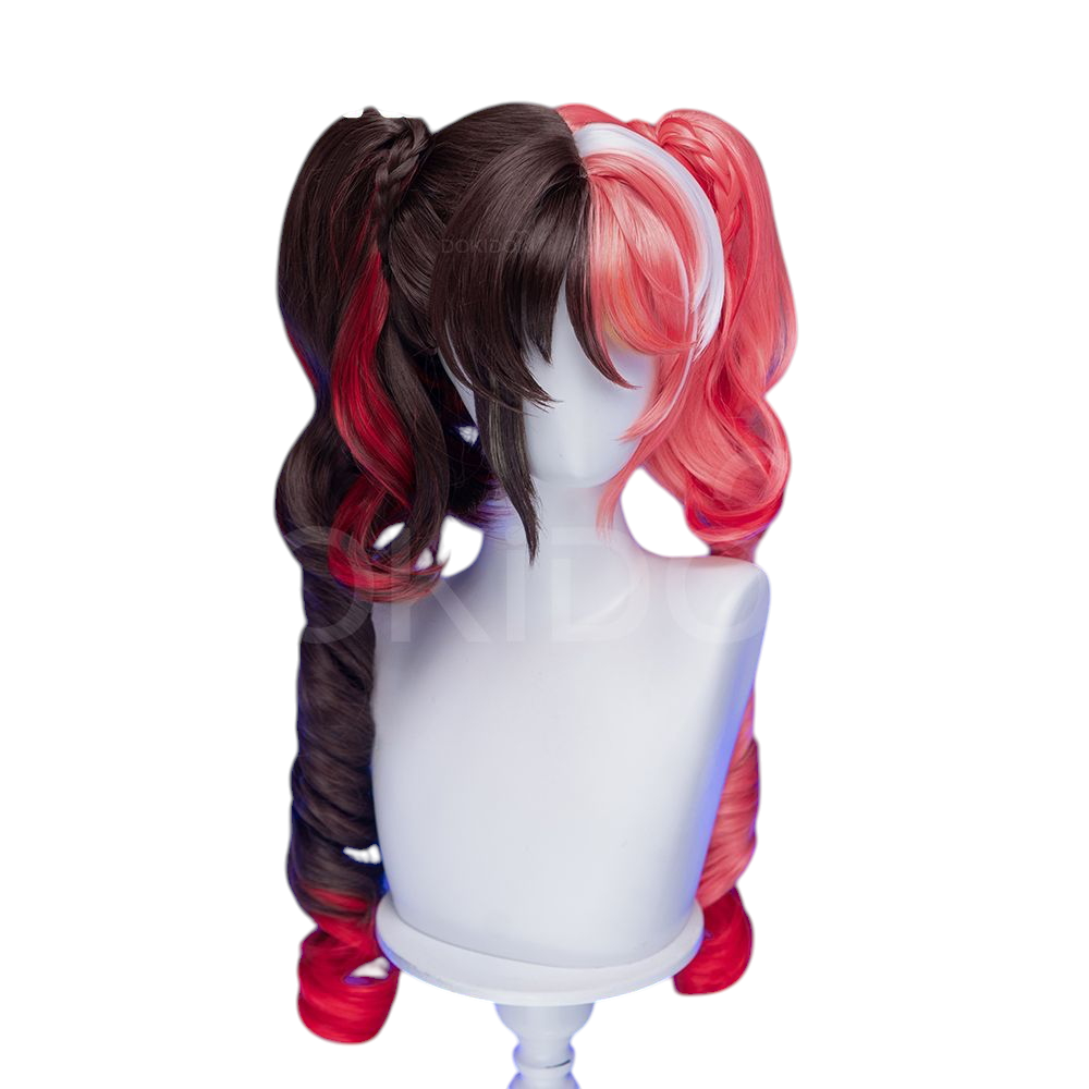 White Smoke Luna Snow (Cherry Sundae) Cosplay Wig - Marvel Rivals (Pink Detachable Ponytail) (FEVERCOS)