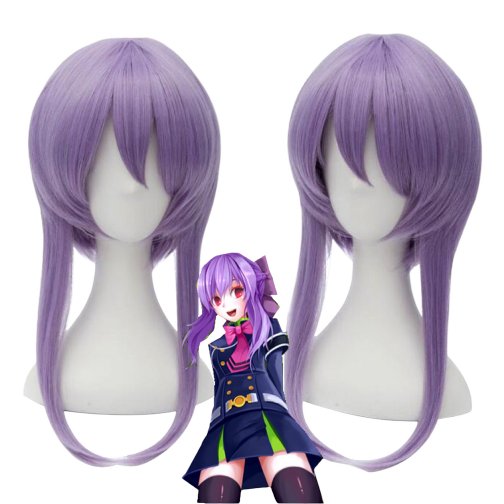 White Smoke Shinoa Hiiragi Cosplay Wig - Seraph of the End (Purple Braided Updo) (FEVERCOS)