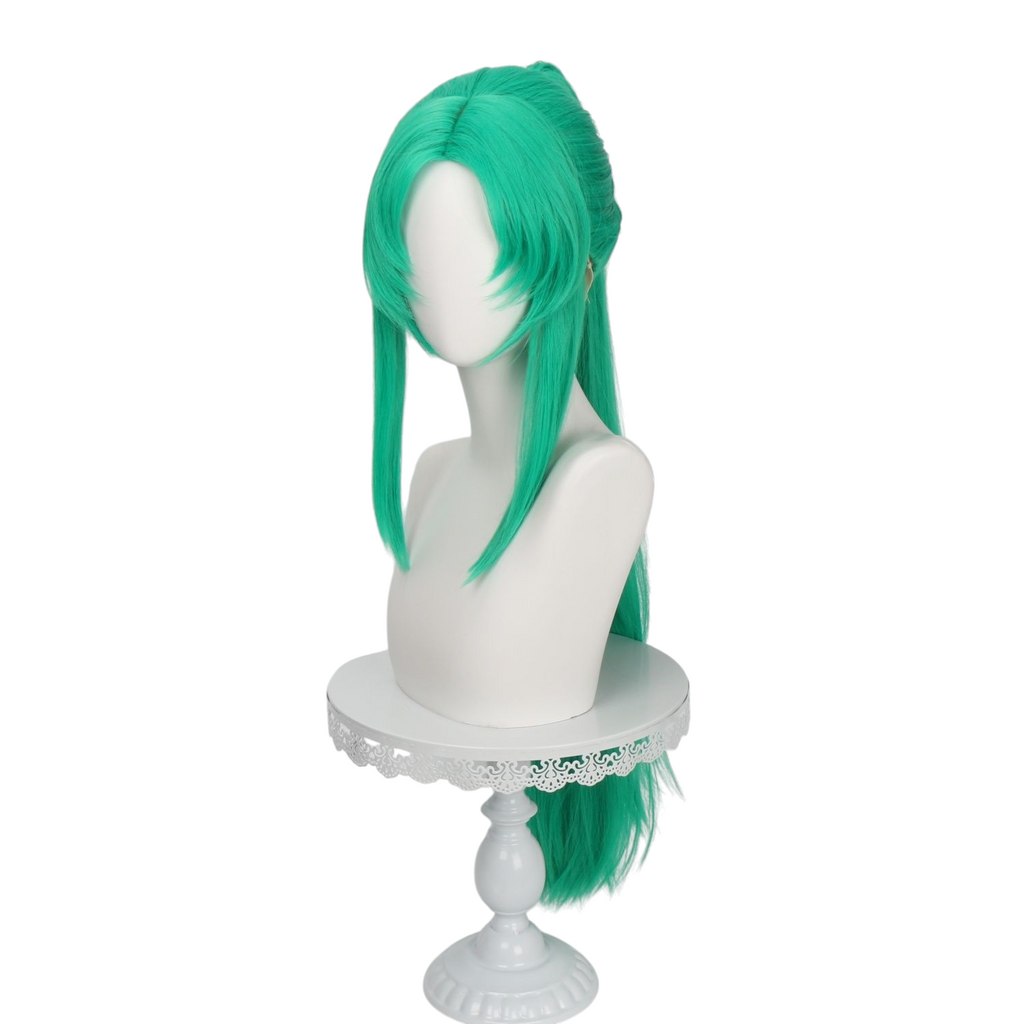White Smoke Mion Sonozaki Cosplay Wig - Village Heir (Green Ponytail) (FEVERCOS) Higurashi When They Cry