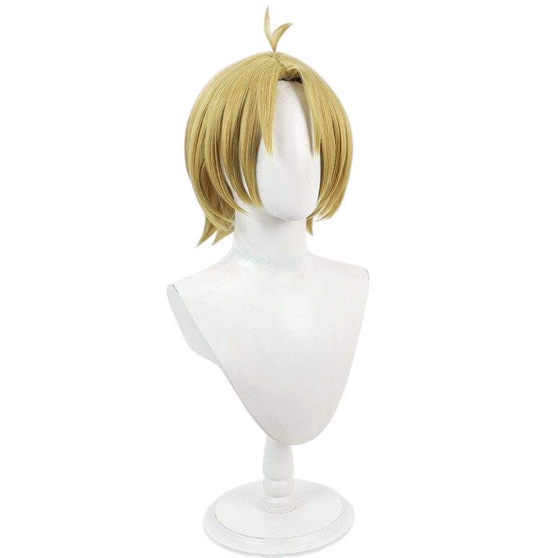 White Smoke Shin Asakura Cosplay Wig - Sakamoto Days (Golden Yellow Short Scalp) (FEVERCOS)