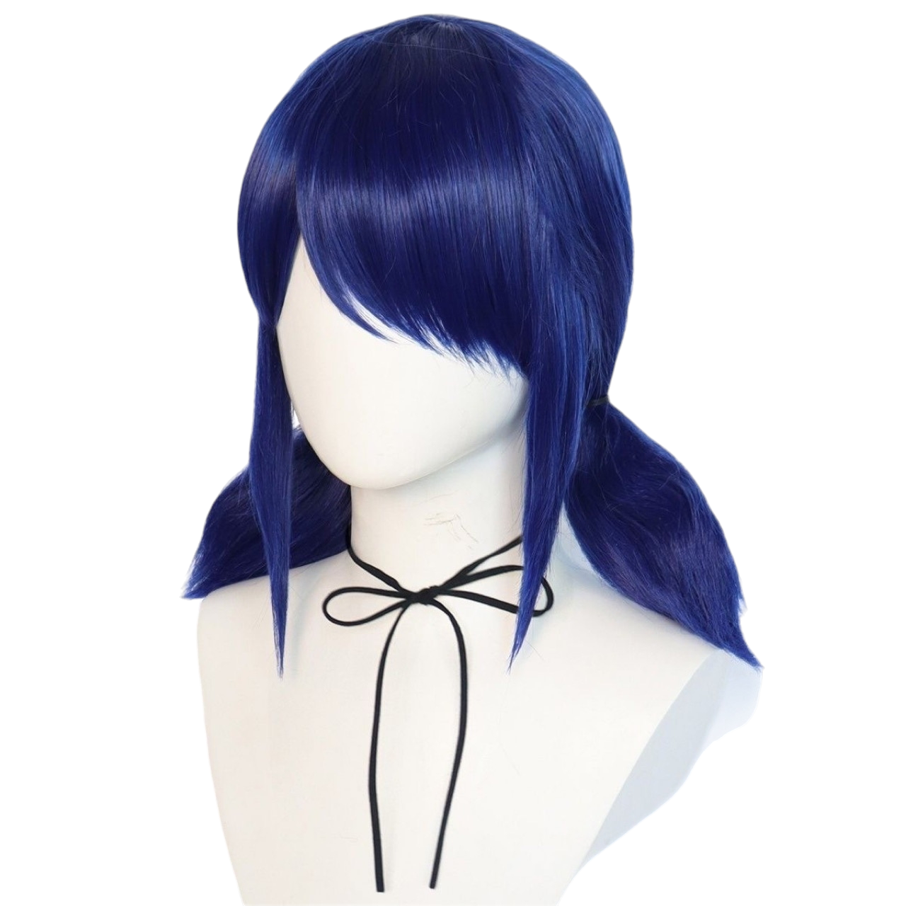 White Smoke Marinette Cosplay Wig - Miraculous Ladybug (Deep Blue Crimped Twin Tails) (FEVERCOS)