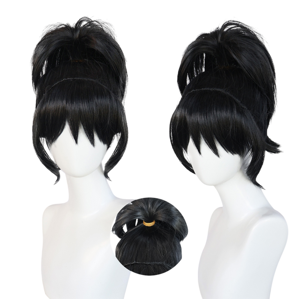 Black Lydia Deetz (Red Wedding) Cosplay Wig - Beetlejuice (Black Spiky Bangs) (FEVERCOS)